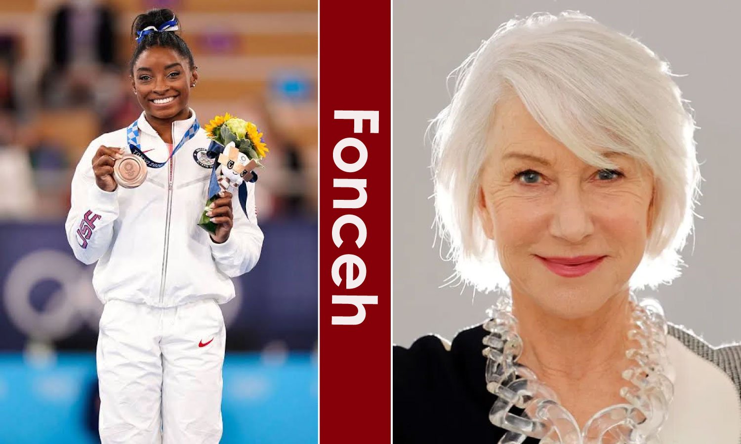 Simone Biles and Helen Mirren